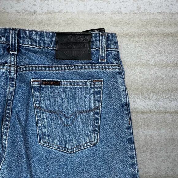Vintage Y2K Harley Davidson Jeans 32x30 Boot Cut Flared Fit Medium Wash - Picture 3 of 4